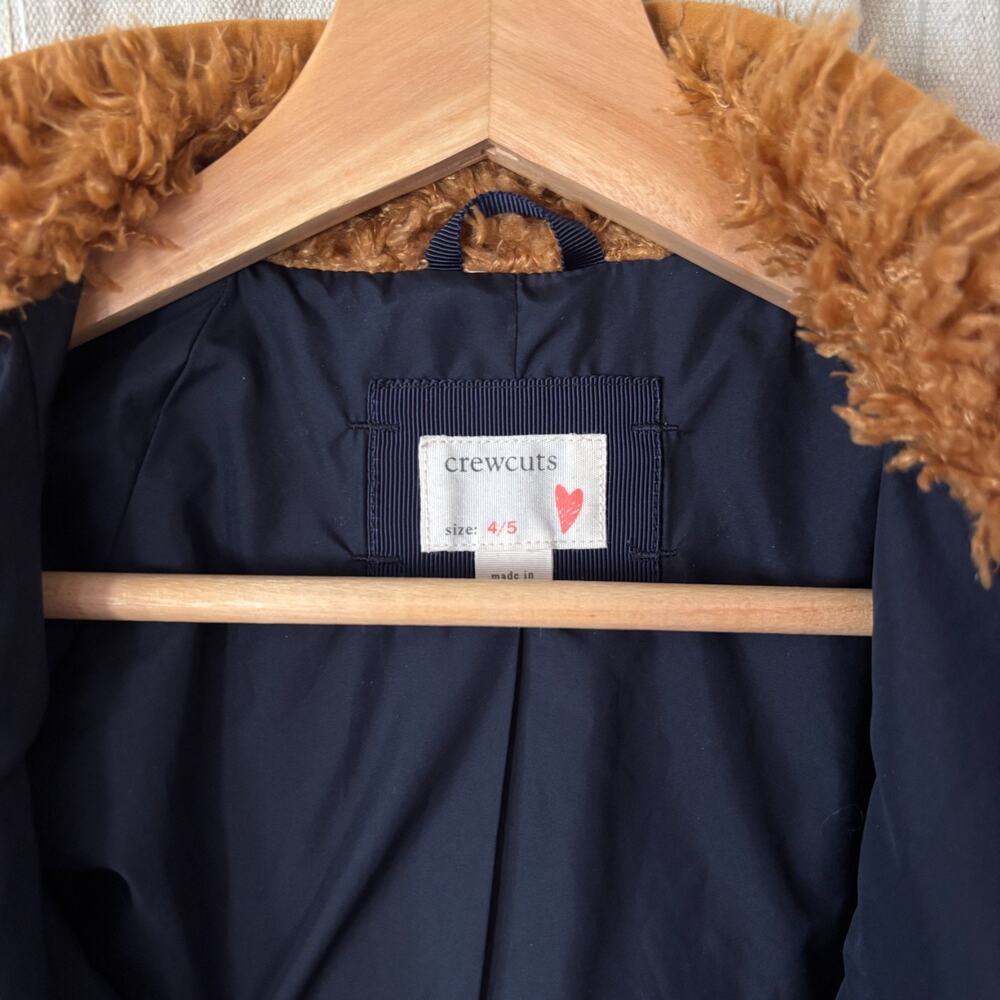 J. Crew Crewcuts kids brown sherpa coat size 4/5 with pockets for fall winter - Picture 8 of 8